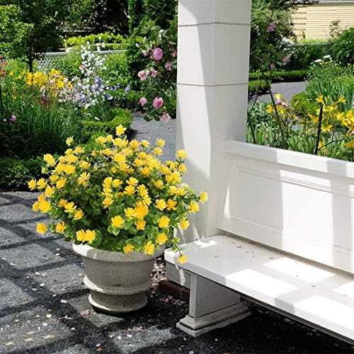 10PCS Artificial Flowers, Fake Artificial Greenery UV Resistant No Fade Faux Plastic Plants for Wedding Bridle Bouquet Indoor Outdoor Home Garden Kitchen Office Table Vase(Yellow) - Image 2