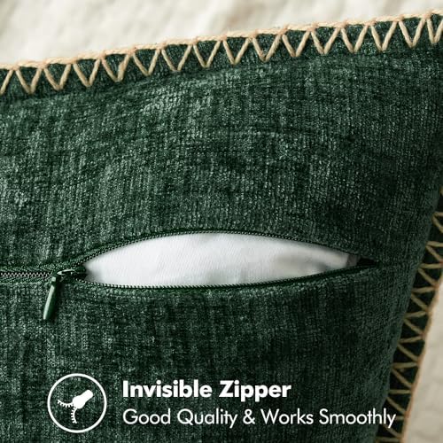 MIULEE Decorative Couch Throw Pillow Covers 16x16 Inch Dark Green 2 Pack - Image 3