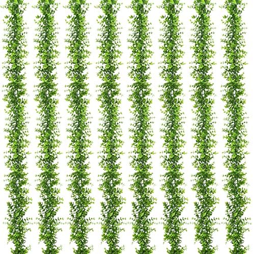 8 Pack Eucalyptus Garland 48Ft Fake Vines Artificial Greenery Garland by DolicerLANDSCAPEQ