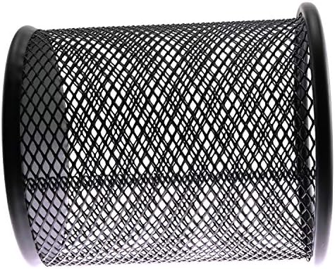 1-Pack Mesh Pen Holder Round Shape Pencil Container Multipurpose Metal Hollow Out Desktop Storage Organizer for Student Stationery Office Supplies(Black) - Image 6