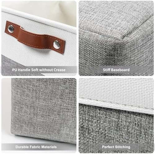 Bagnizer Collapsible Fabric Storage Cubes 11x11 Cube Storage Bins, 4 Pack Closet Baskets Box with Handles for Organizing, Shelf, Toys, Clothes, Home, Office, Nursery (Grey&White) - Image 5
