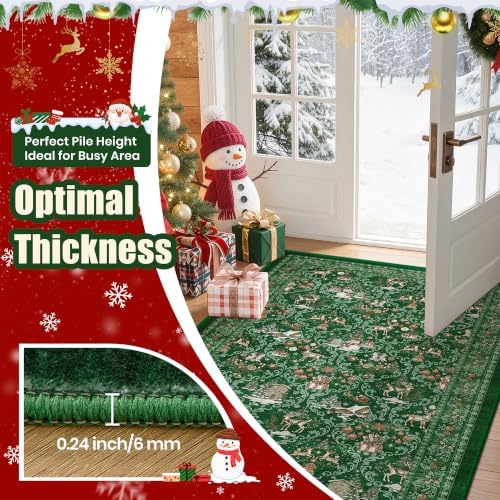 Christmas Area Rug 2x3, Washable Rugs for Entrance (2'x3', Green) - Image 6