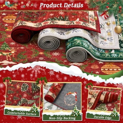 Madane Christmas Area Rug 2x3, Red Entryway Xmas Carpet Holiday Decor - Image 4