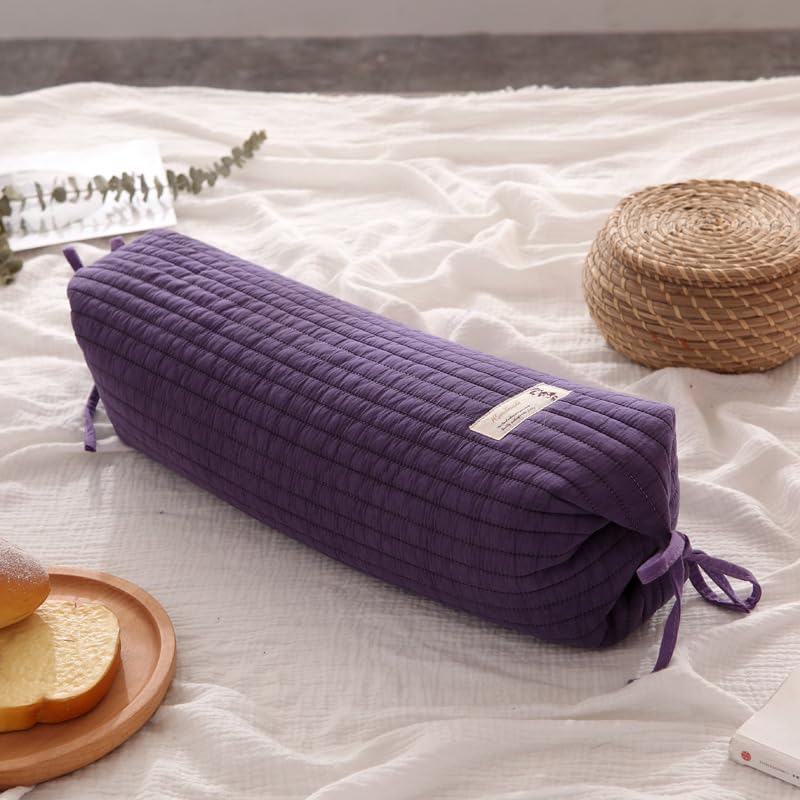 Buckwheat Pillow for Sleeping 14''x21'' Neck Roll Pillow Provide Firm Support, Adjustable Loft Bolster Pillow Relieves Neck and Shoulder Pain (Purple.) - Image 5