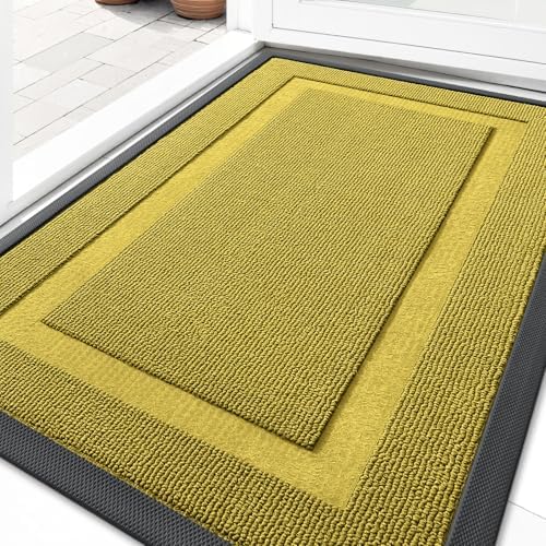 OLANLY Front Door Mat Outside 29.5x17, All-Season Heavy-Duty Rubber Doormat by OLANLY