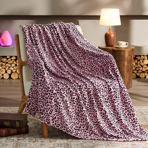 BEDELITE Fleece Blanket Soft Plush Throw for Couch Pink Leopard 50"x60" - Image 3