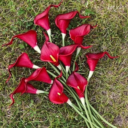 Letjolt Artificial Calla Lily Flowers 12Pcs, Dark Red - Image 3