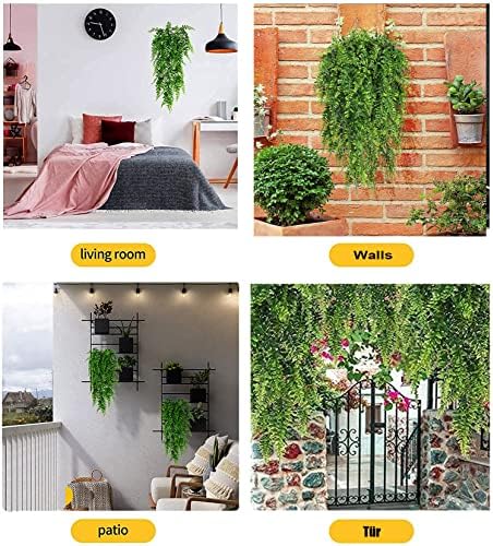 Toprooms 4pcs Artificial Hanging Plants Fake Hanging Plant Fake Plants Faux Fern Ivy Vines Outdoor UV Resistant Plastic Hanging Plants Artificial Decor (Ferns) - Image 7