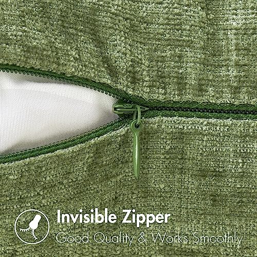 MIULEE Soft Chenille Euro Throw Pillow Covers Sage Green 24x24 Pack of 2 - Image 3