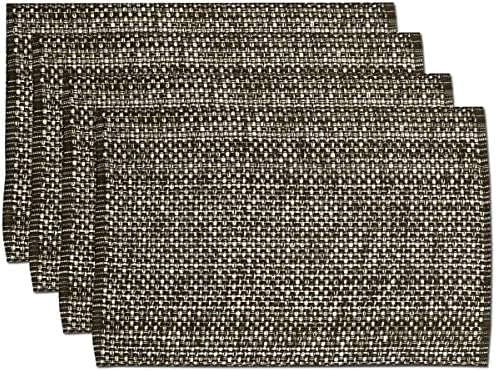 Sweet Home Collection 100% Cotton Placemats for Dining Room Rectangle Two Tone Woven Fabric 13" x 19" Soft Durable Table Mat Set, Set of 4, Chocolate by SweetHomeCollection