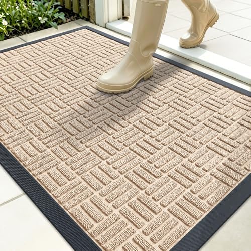 OLANLY Front Door Mat Outside Entrance 35x23, Heavy-Duty Rubber Doormat by OLANLY