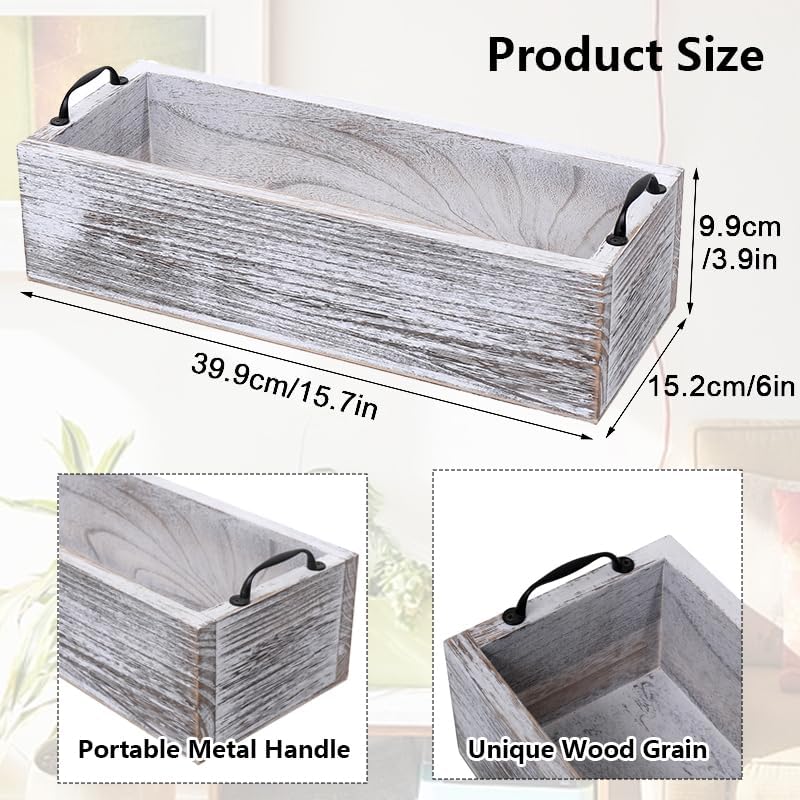 Bathroom Decor Box with Metal Handles, 15.7" x 6" x 3.9"-White - Image 3