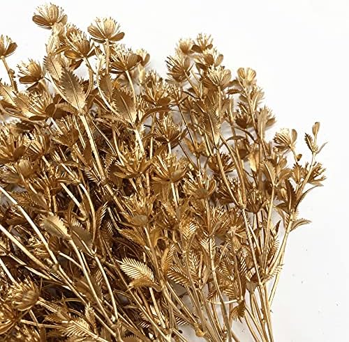 PASYOU Gold Fake Plants, Artificial Flowers Decoration for Christmas Golden Leaves Grass Plastic Faux DIY Crafts Indoor Outdoor Home Garden Party Room Bedroom Wedding Table Centerpiece Decor, 4 Pack - Image 5