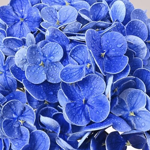 4 Pcs Real Touch Hydrangea Artificial Flowers, 21" Fake Flowers, Dark Blue - Image 4