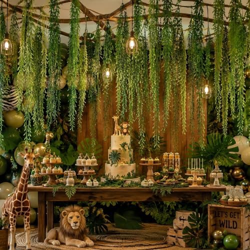 120.57ft Artificial Hanging Willow Vines Greenery for Jungle Party Forest Safari Party Classroom Decor, Include Hooks, Fishing line, Indoor Outdoor Wall DIY Decor - Image 4