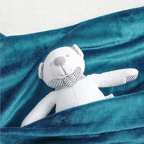 Bedsure GentleSoft Bedding Fleece Blanket for Girls and Boys - Soft Cozy Cute Small Throw Blankets for Travel, 43x55 Inches,Teal Blue - Image 5