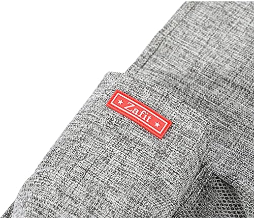 Zafit Linen 5 Pockets Bedside Caddy, Bedside Storage Organizer with Water Bottle Holder for Magazine, Remotes, Phone (Grey) - Image 6