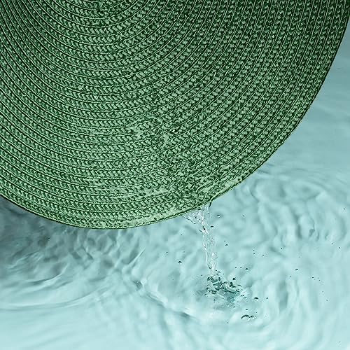 FunWheat Round Braided Placemats Set of 6 Table Mats for Dining Tables Woven Washable Non-Slip Place mats 15 inch (Olive, 6pcs) - Image 4