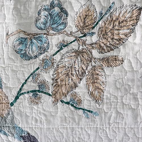 Brandream 100% Cotton Quilted Pillow Shams 2-Piece Standard Size American Country Birds Printing Pillow Shams Bedroom Decor, Beige - Image 3