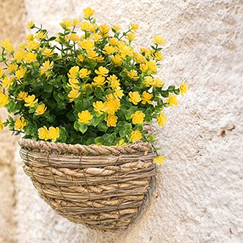 10PCS Artificial Flowers, Fake Artificial Greenery UV Resistant No Fade Faux Plastic Plants for Wedding Bridle Bouquet Indoor Outdoor Home Garden Kitchen Office Table Vase(Yellow) - Image 4