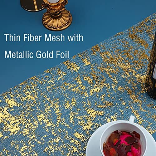 Snowkingdom Gold Table Runner, Sequin Glitter Metallic Foil Thin Mesh Sparkly Runner Roll 32Ft, Gold Birthday Party Decorations, for Event Wedding Showers Christmas Thanksgiving Festive - Image 3