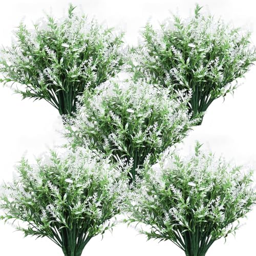 RECUTMS Artificial White Flower for Outdoor,Artificial Plants UV Resistant by RECUTMS
