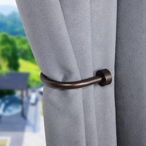 Premium Curtain Holdback, Quality Metal Decorative Curtain Holdbacks with Zinc Alloy Cap Finials,Rust-Proof, Set of 2 Window Curtain Holdbacks,Dark Bronze - Image 2
