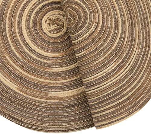 SHACOS Round Placemats Set of 6 Washable 15 inch Variegated Braided Round Place Mats Kitchen Table Mats (Rainbow Brown, 6) - Image 5
