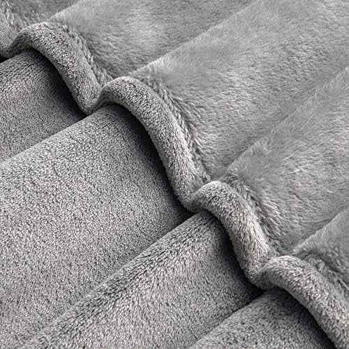 BEDELITE Fleece Blanket Soft Plush Oversized Bed Blanket Grey 120"x120" - Image 4