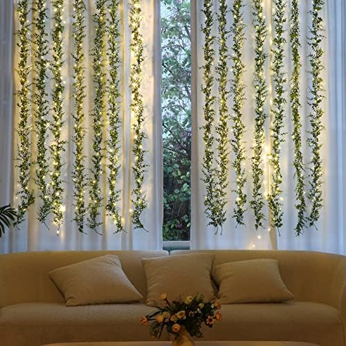 8 Pack Eucalyptus Garland with LED Lights String 48Ft Greenery Garland - Image 3