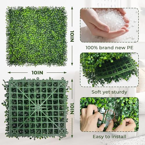 10"x10" (26 Pieces) Artificial Grass Wall Decoration Backdrop Panels - Image 2