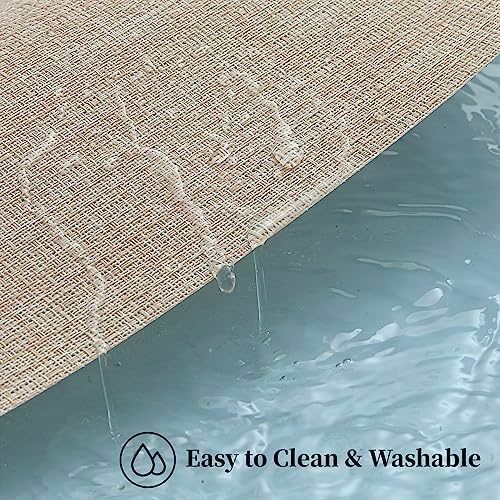 Leetaltree Beige Placemats Set of 4 - Heat-Resistant, Non-Slip Table Mats, Washable Woven Vinyl for Indoor & Outdoor Dining - Image 5