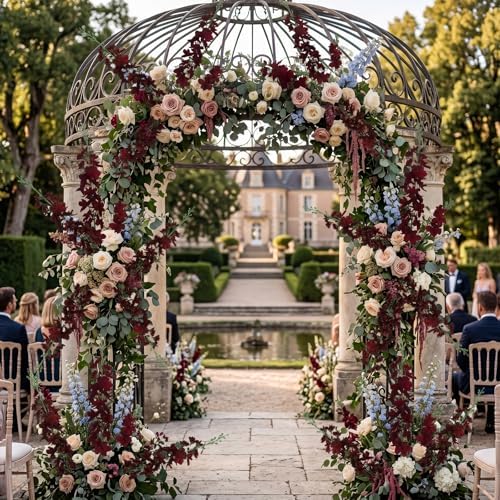 6PCS Burgundy Delphinium Artificial Flowers, 34.25" Long Stems Burgundy Flowers Artificial Larkspur for Tall Vase Faux Delphinium Flower Centerpieces for Tables Wedding Home Decor - Image 6