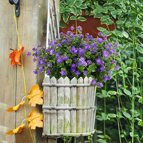 Artificial Flowers, Fake Artificial Greenery UV Resistant No Fade Faux Plastic Plants for Wedding Bridle Bouquet Indoor Outdoor Home Garden Kitchen Office Table Vase 6PCS (Purple) - Image 4