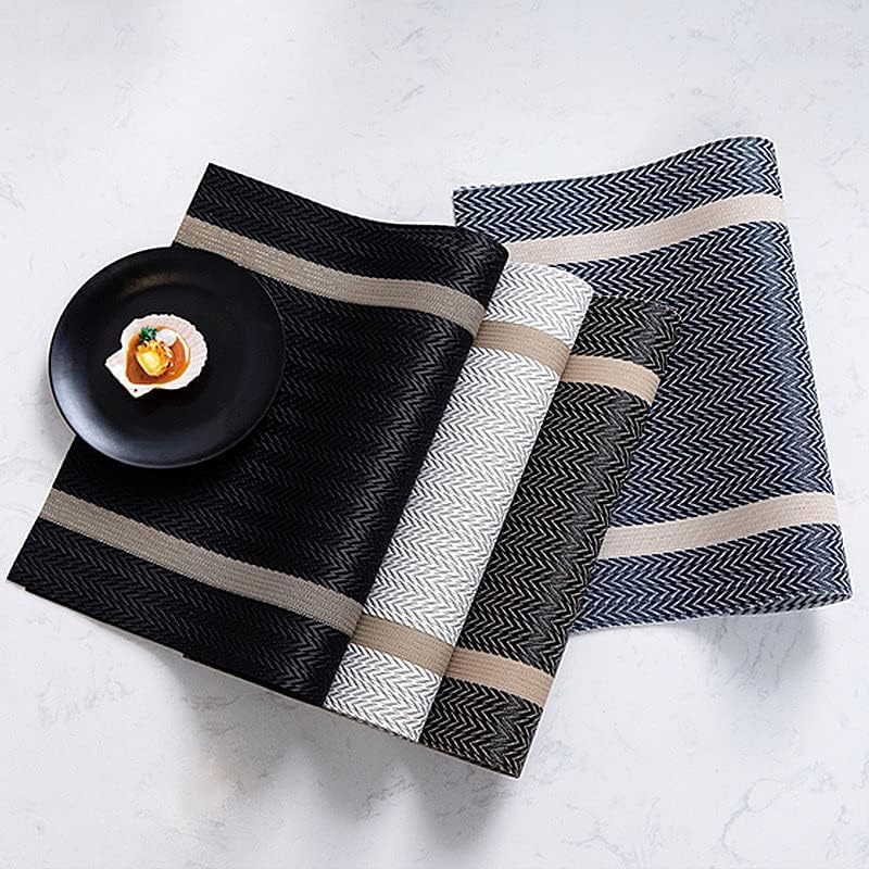 PIGCHCY Luxurious Placemats Set of 8, 18 x 12 inches Elegant Placemats Non-Slip Washable Durable Table Mats for Home/Dining Room Decoration (Black) - Image 6