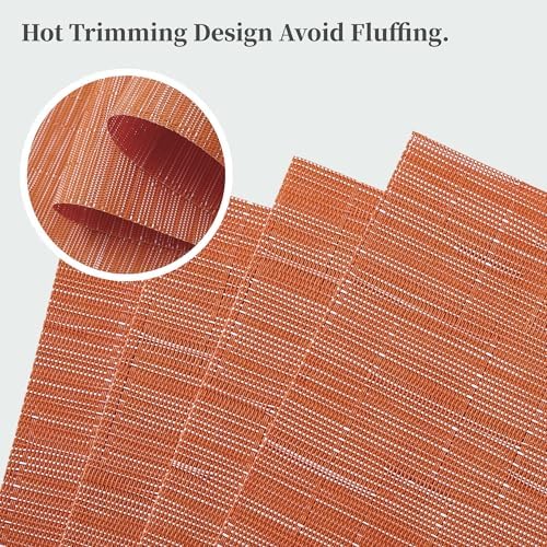 Leetaltree Orange Placemats Set of 4 - Heat Resistant Non-Slip Place mats for Dining Table, Washable Durable PVC Vinyl Woven Table Mats（Orange, 4） - Image 3
