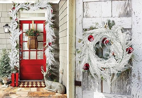 RECUTMS 2Pcs 5.8Ft Artificial Fall Boston Fern Vines White Greenery Garland - Image 5