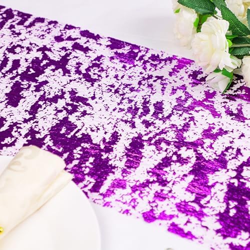 2Pcs Purple Table Runner Glitter Metallic Foil Sequin Mesh Roll 108" - Image 4