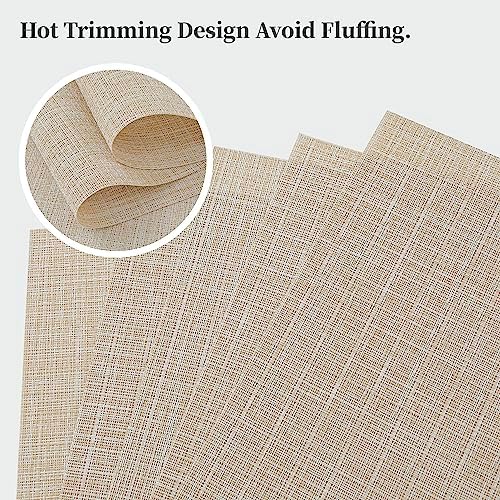 Leetaltree Beige Placemats Set of 4 - Heat-Resistant, Non-Slip Table Mats, Washable Woven Vinyl for Indoor & Outdoor Dining - Image 3