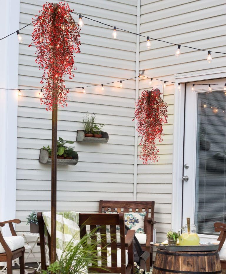 RECUTMS Artificial Hanging Plants with Lights,4 Pcs Fake Hanging Ferns - Image 5