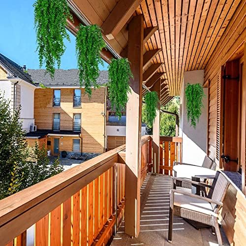 Toprooms 4pcs Artificial Hanging Plants Fake Hanging Plant Fake Plants Faux Fern Ivy Vines Outdoor UV Resistant Plastic Hanging Plants Artificial Decor (Ferns) - Image 3