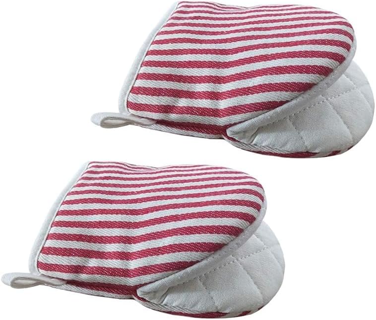 Mini Oven Mitts, Kitchen Oven Gloves Kitchen Mittens 500 Degrees Heat Resistant Baking Gloves with Hanging Loops Hot Gloves for Cooking, Baking (red) by CoekMoed