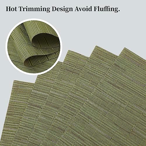 Leetaltree Pea Green Placemats Set of 8 - Heat Resistant Non-Slip Place mats for Dining Table, Washable Durable PVC Vinyl Woven Table Mats（Pea Green, 8） - Image 3