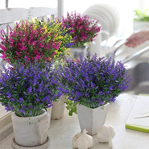 16 Bundles Outdoor Artificial Lavender Fake UV Resistant No Fade Flowers Shrubs, Faux Plastic Greenery for Hanging Plants Garden Porch Window Box Home Wedding Decor (Purple) - Image 5