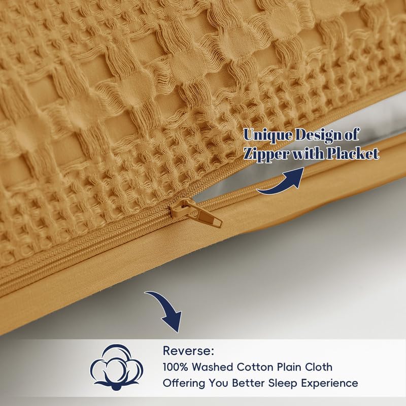 PHF Cotton Waffle Weave Euro Sham Covers 26"x26", Pumpkin Orange, No Insert - Image 4