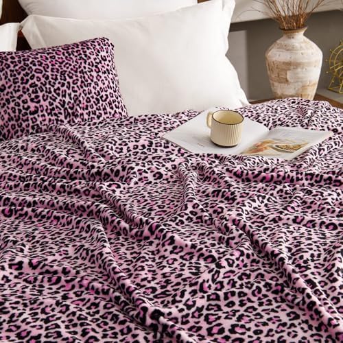BEDELITE Fleece Blanket Soft Plush Throw for Couch Pink Leopard 50"x60" - Image 5