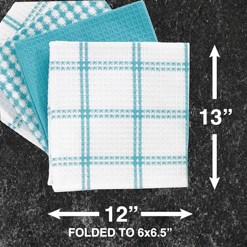T-Fal Premium Waffle Dish Cloths: Highly Absorbent, Super Soft Long Lasting - 100% Cotton, 12"x13" Towel for Cleaning & Drying, (8-Pack), Breeze - Image 5