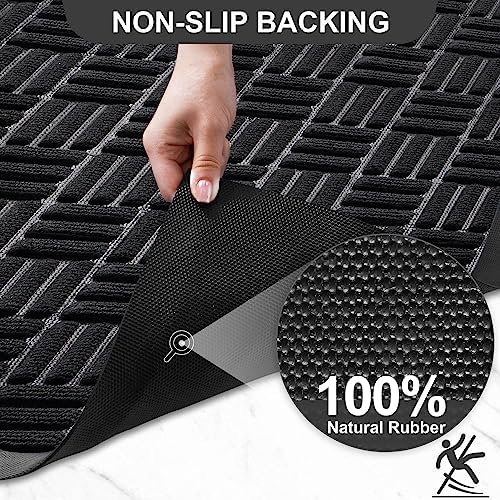Mibao Front Door Mat Outdoor Entrance, 47" x 24" Heavy Duty Welcome Mat for Outdoor and Indoor, Waterproof Dirt Trapper Doormat, Super Absorbent Indoor Entryway Mat for Patio & Porch - Blue - Image 4