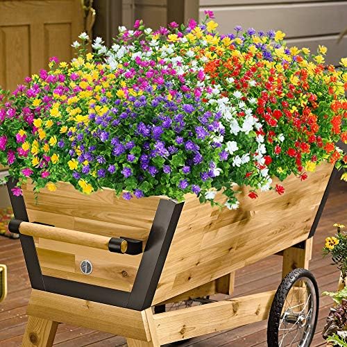 6 Bundles Outdoor Artificial Flowers UV Resistant Fake Boxwood Plants, Faux Plastic Greenery for Indoor Outside Hanging Plants Garden Porch Window Box Home Wedding Farmhouse Decor (Yellow) - Image 7