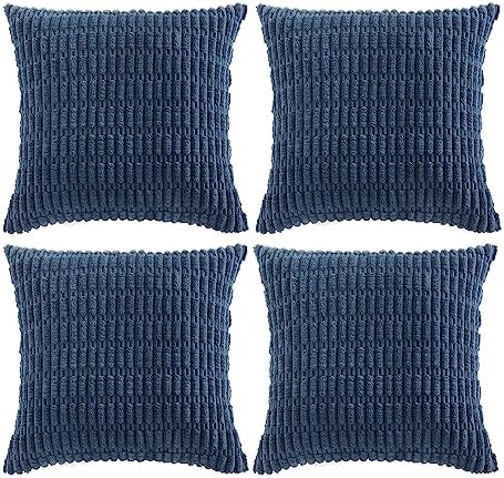 Fancy Homi 4 Packs Decorative Throw Pillow Covers for Living Room Couch Bed, Modern Farmhouse Boho Home Décor Accent Cushion Case, 16" x 16", Dusty Blue by Fancy+Homi